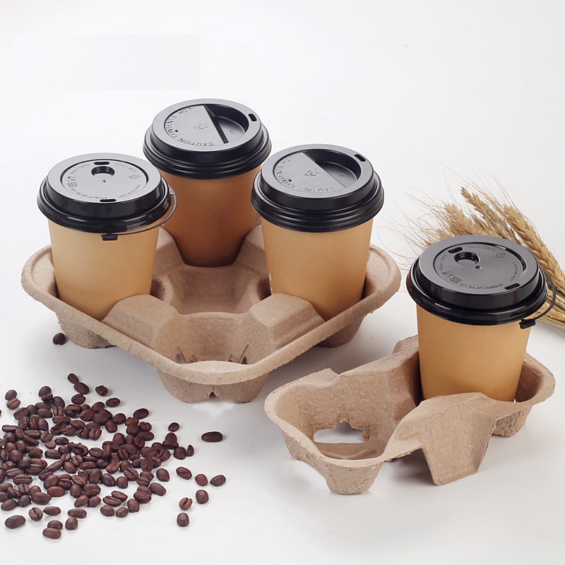 杯托外卖一次性杯子托盘咖啡杯打包杯奶茶纸杯架纸浆杯垫2杯4杯|ruв категории посуда, кубок/кубок/чайник, подставки - от Buy2taobao.com для оказания профессиональной услуги покупки агента Taobao
