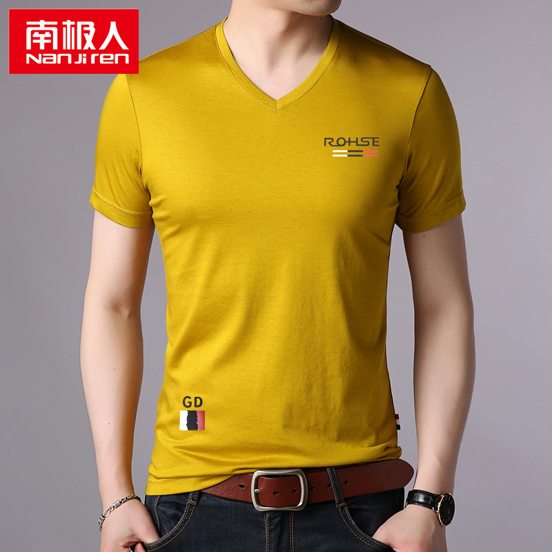 NGGGN summer Short sleeved T-shirt Solid V. Self cultivation pure cotton Base coat Simplicity leisure time men's wear half sleeve jacketin the Men's clothing, T-shirt category - from Buy2taobao.com to provide professional Taobao agent buy service