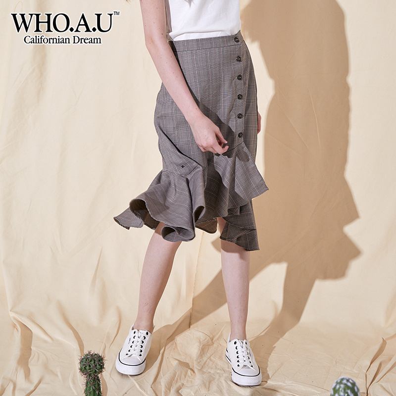 WHO.A.U中裙夏季新款淑女氣質中長魚尾裙格子裙WHWH837F07在類目 女裝/女士精品, 半身裙中 - 來自Buy2taobao.com提供專業的淘寶代購服務