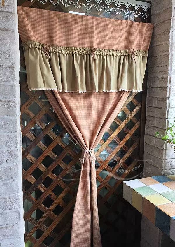 American style rural Blood Orange lattice Sweet Lace door curtain air conditioner Air curtain finished product Customizablein the Home Fabric , Curtains and curtain accessories , Curtain category - from Buy2taobao.com to provide professional Taobao agent buy service