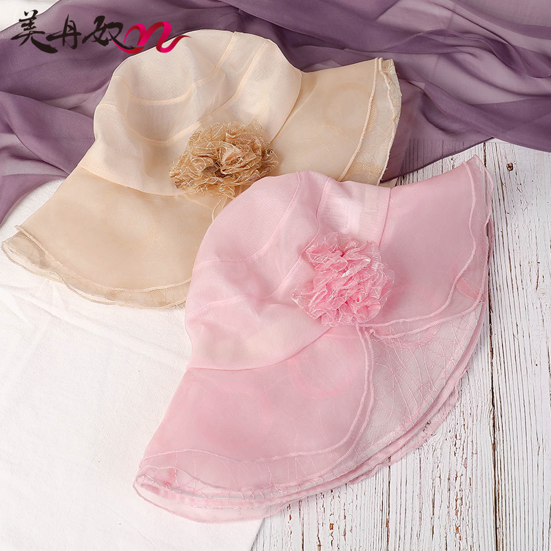 Real silk Visor Sun hat summer Thin section Traveling Sunscreen middle age mom Hat fresh Foldablein the Accessories/Leather belt/Hat/Muffler , Hat category - from Buy2taobao.com to provide professional Taobao agent buy service