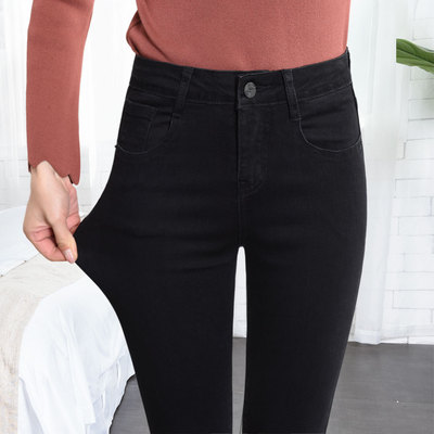 黑色牛仔裤女春秋2018新款高腰弹力韩版小脚九分裤紧身显瘦长裤子
