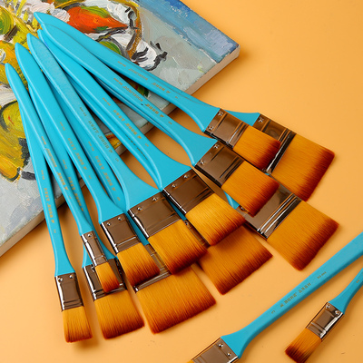 博格利诺油画笔丙烯画笔套装刷笔刷子尼龙毛长杆平头刷软毛板刷专用板刷丙烯画刷底纹刷墙绘工具专业绘画笔刷