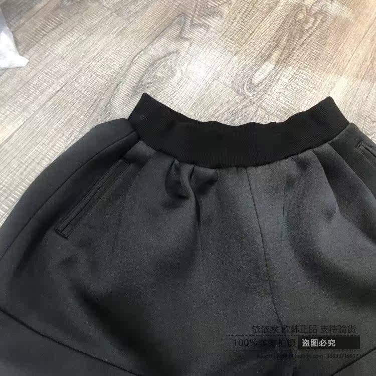 欧洲站2018秋新款欧货时尚太空棉松紧腰短裤女士纯黑色韩版阔腿裤在类目 女装/女士精品, 裤子, 休闲裤中 - 来自Buy2taobao.com提供专业的淘宝代购服务