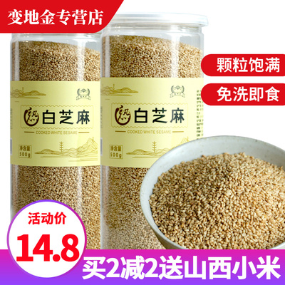 变地金炒熟白芝麻 新农家即食熟芝麻白 白芝麻熟 罐装 芝麻500g