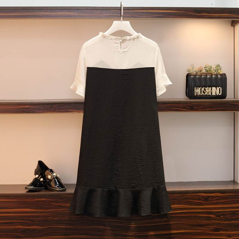 2019 Summer new Korean Edition Easy Big size dress mm Favorites Western style Chiffon Mosaic Show thin Fiery Best sellerin the Women's clothing/Boutique , Large size women category - from Buy2taobao.com to provide professional Taobao agent buy service