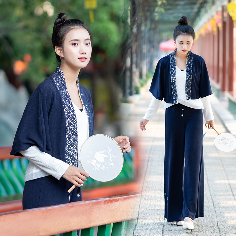 秋冬中国风日常汉服女刺绣对襟短外套阔腿裤衬衫宋裤复古休闲套装在类目 女装/女士精品, 唐装/民族服装/舞台服装, 民族服装/舞台装中 - 来自Buy2taobao.com提供专业的淘宝代购服务