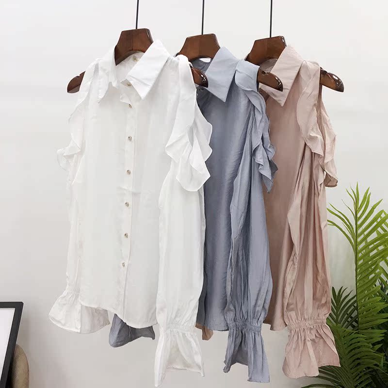 Fresh color~Age reduction assistant Strapless flounces Spring new pattern Women's wear Show thin Single breasted shirt BYin the Women's clothing/Boutique , Shirt category - from Buy2taobao.com to provide professional Taobao agent buy service