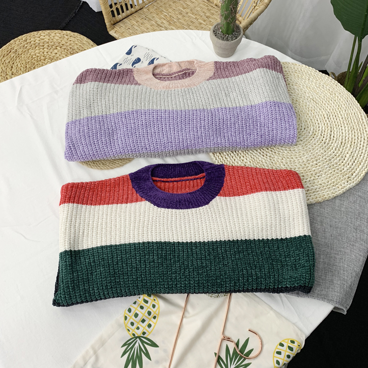 Spring and autumn season new pattern Rainbow Stripes have cash less than that is registered in the accounts thickening Self cultivation Show thin Korean Edition Knitted sweater Easy leisure time Women's wearin the Women's clothing/Boutique , Sweaters category - from Buy2taobao.com to provide professional Taobao agent buy service