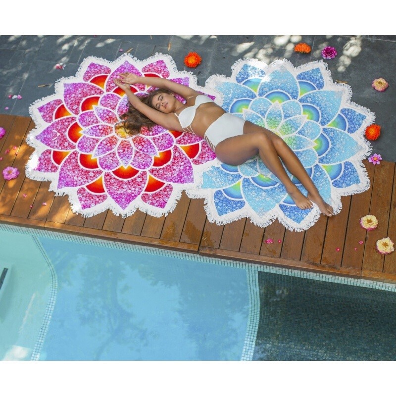 printing tassels Super large circular Sandy beach Seat cushion Yoga Mat Shawl Seaside on vacation Mat Beach Lotusin the Sports/Yoga/Fitness/Fans supplies , Swim , Wrap Dress/Mantillas category - from Buy2taobao.com to provide professional Taobao agent buy service