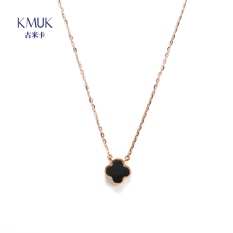 18k lucky black agate Clover Pendant Necklace KTL0008in the Jewelry/Diamond/Jade/Gold , K gold jewelry, Choker category - from Buy2taobao.com to provide professional Taobao agent buy service