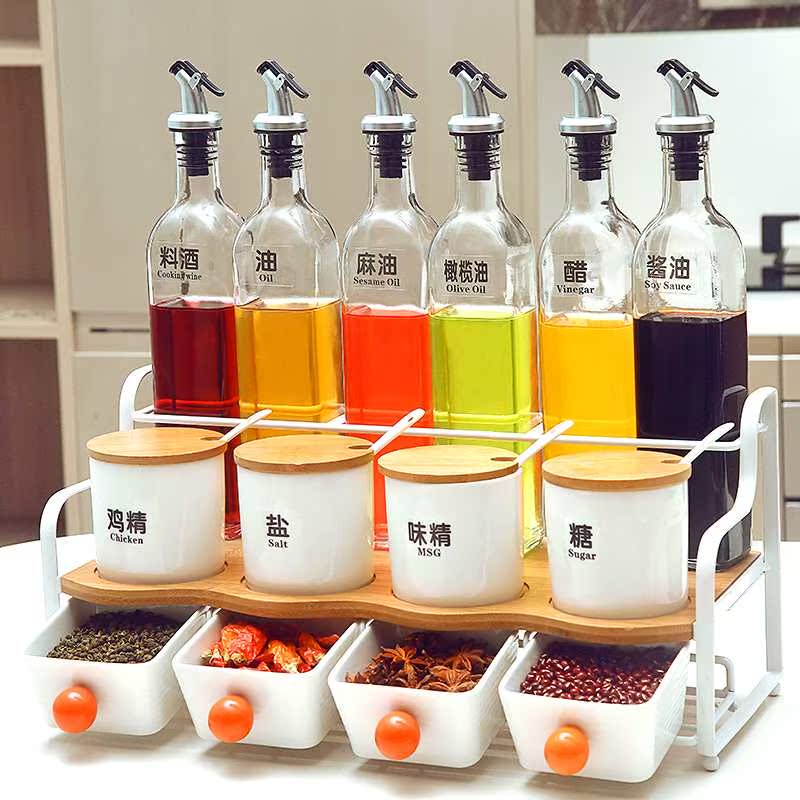 Glass Seasoning Box Sauce pot Condiment bottles suit Canned Canned Flavor Salt shaker kitchen Supplies Spice rackin the Kitchen/Cooking utensils , Kitchen Gadgets/Kitchen storage , Storage jars/Kitchen storage containers , Seasoning bottles category - from Buy2taobao.com to provide professional Taobao agent buy service