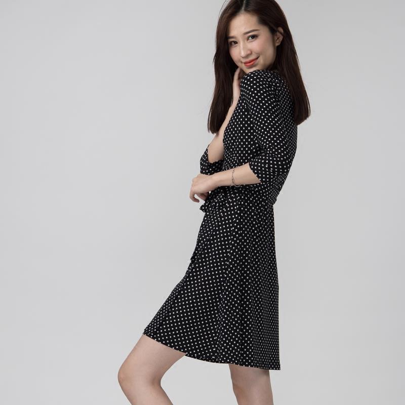 连衣裙 吊带波点连衣裙150小个子2019夏款韩版女装黑白收腰系带|msdalam kategori Butik wanita / wanita, pakaian - dari Buy2taobao.com untuk memberikan perkhidmatan ejen Taobao profesional membeli