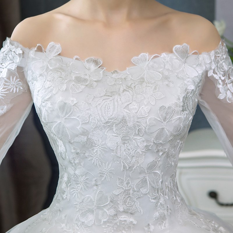 Wedding dress 2019 marry new pattern princess Self cultivation Korean Edition Qi Di Lace Wedding dress Show thin one word The bride moneyin the Women's clothing/Boutique , Wedding/Cheongsam/Formal dress , Wedding category - from Buy2taobao.com to provide professional Taobao agent buy service