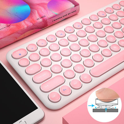 【官方直营】BOW航世复古朋克键盘有线巧克力笔记本台式机电脑外接超薄usb家用办公无线小型鼠标套装女生静音