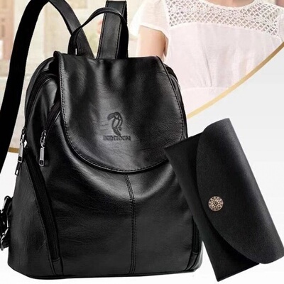 啄木鸟双肩包女2019春夏新款韩版双肩女包大容量软皮背包学生书包