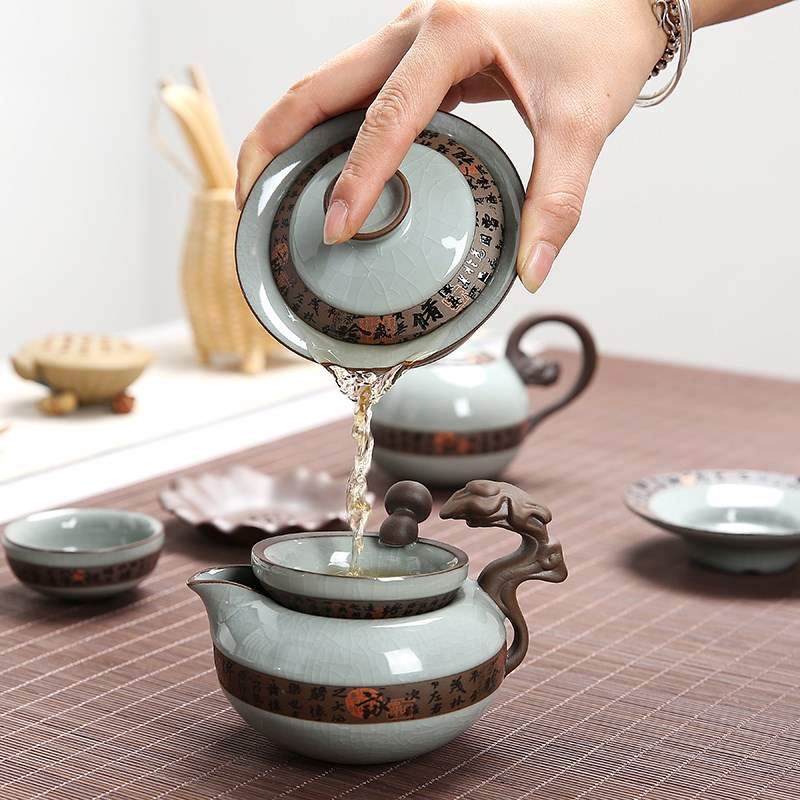 整套壺哥窯陶瓷家用功夫茶具 冰裂釉茶壺蓋碗茶杯龍珠套裝在類目 餐飲具, 茶具, 功夫茶具中 - 來自Buy2taobao.com提供專業的淘寶代購服務