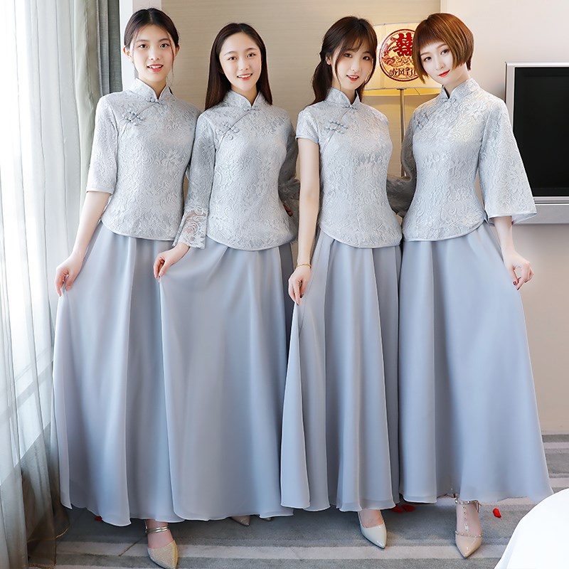 伴娘服2019新款中长款显瘦姐妹裙灰色宴会伴娘团晚礼服新娘结婚女在类目 女装/女士精品, 婚纱/旗袍/礼服, 礼服/晚装中 - 来自Buy2taobao.com提供专业的淘宝代购服务