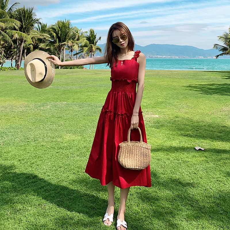 沙滩裙女夏海边度假超仙长裙一字肩露背吊带红色性感小个子连衣裙在类目 3C数码配件, 电子元器件市场, 电子元件, 其它元器件中 - 来自Buy2taobao.com提供专业的淘宝代购服务