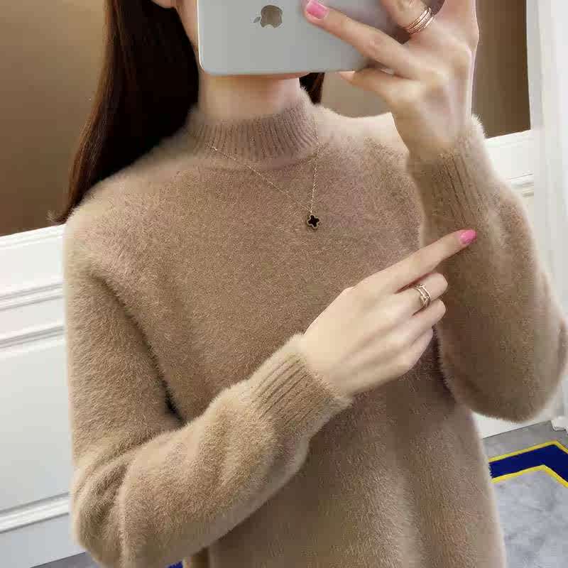半高领毛衣女秋冬新款2018加厚宽松针织衫短款仿水貂绒套头打底衫|msdalam kategori Butik wanita / wanita, sweater - dari Buy2taobao.com untuk memberikan perkhidmatan ejen Taobao profesional membeli