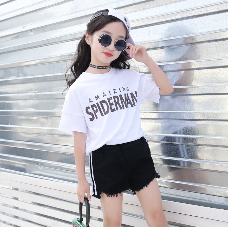 女童夏装全棉T桖2019新款韩版圆领蜘蛛侠全棉宽松短袖上衣潮T桖|ruв категории Детская одежда, открытый детский костюм, скорость сухого футболку детей - от Buy2taobao.com для оказания профессиональной услуги покупки агента Taobao