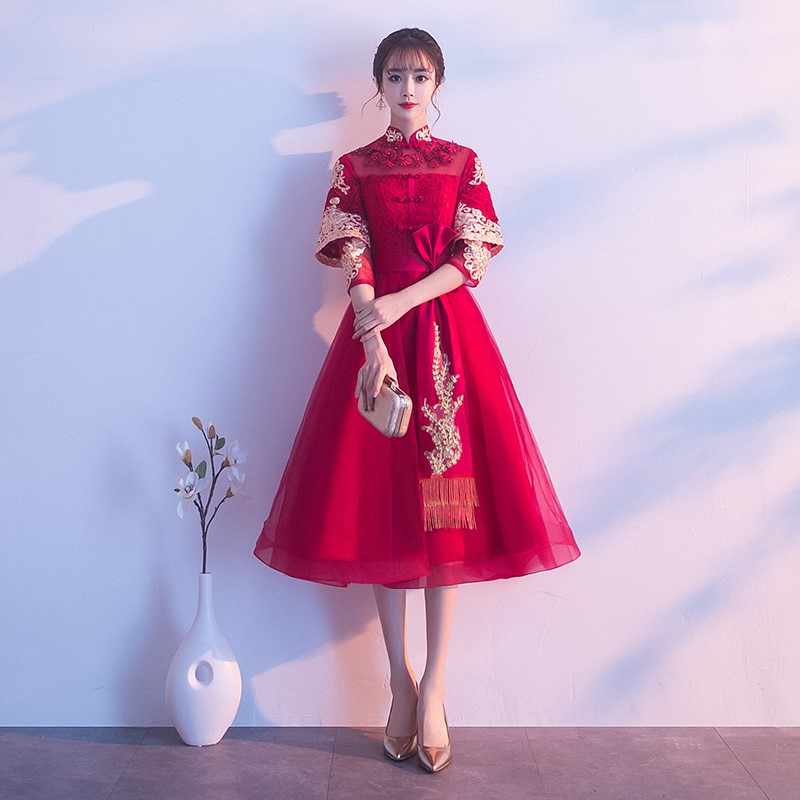 孕妇敬酒服新娘2019新款春结婚小个子中式旗袍礼服高腰遮肚子秀禾|ruв категории Женская одежда, Cвадебные платья, платье/вечернее платье - от Buy2taobao.com для оказания профессиональной услуги покупки агента Taobao