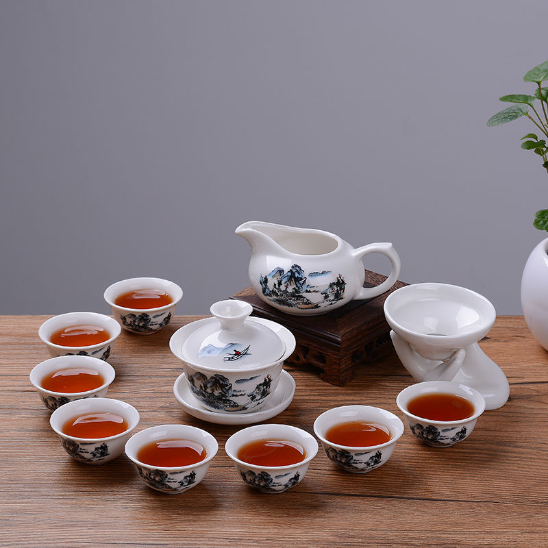 功夫茶具套装陶瓷茶壶盖碗茶杯简约整套青花瓷泡茶器特价家用|ruв категории посуда, чайный сервиз, набор чайный сервиз - от Buy2taobao.com для оказания профессиональной услуги покупки агента Taobao