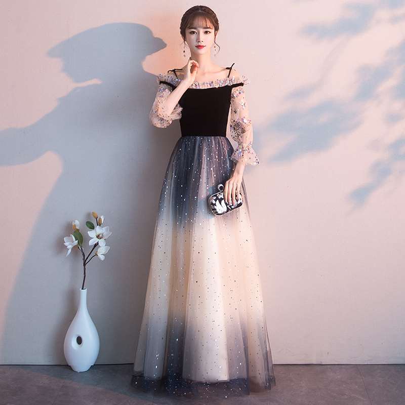 晚礼服女2019新款宴会礼服裙黑色长款星空仙气梦幻气质主持人气场在类目 女装/女士精品, 婚纱/旗袍/礼服, 礼服/晚装中 - 来自Buy2taobao.com提供专业的淘宝代购服务