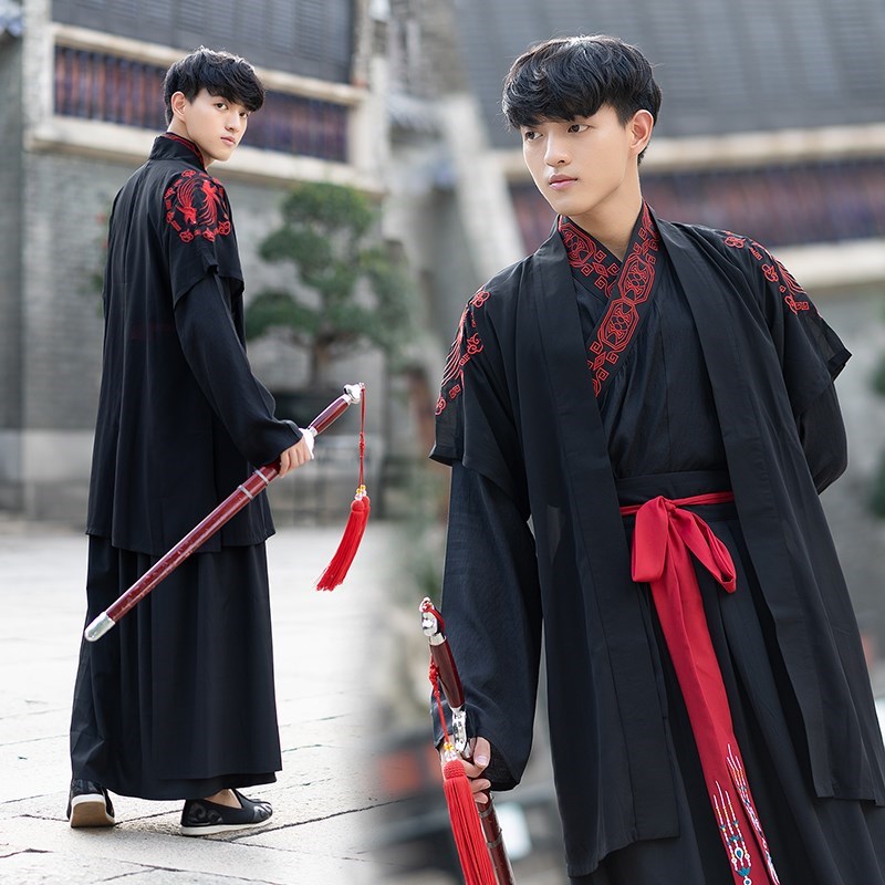 2019春季新款古装系汉服男士黑化汉装侠客书生花灯节中国风cos服|msdalam kategori Pakaian Lelaki, pakaian kebangsaan - dari Buy2taobao.com untuk memberikan perkhidmatan ejen Taobao profesional membeli