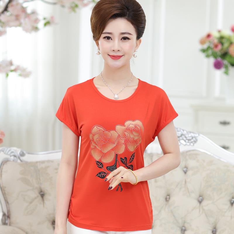 Middle-aged and elderly people Women's wear Summer wear printing jacket fashion enlarge Easy Mom outfit modal Short sleeved T-shirtin the Women's clothing/Boutique , Middle-aged women category - from Buy2taobao.com to provide professional Taobao agent buy service