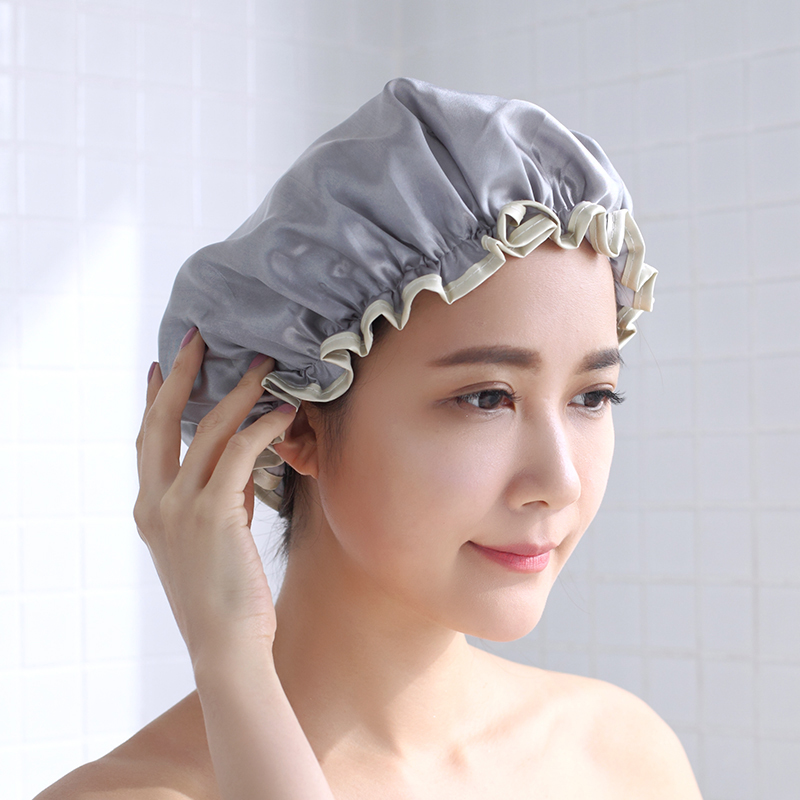 adult Female models take a shower Wash and rinse Japan Satin double-deck Bath Bath Headgear capin the Family/Personal Cleaning Tools , Personal care cleaning appliances , Shower cap category - from Buy2taobao.com to provide professional Taobao agent buy service