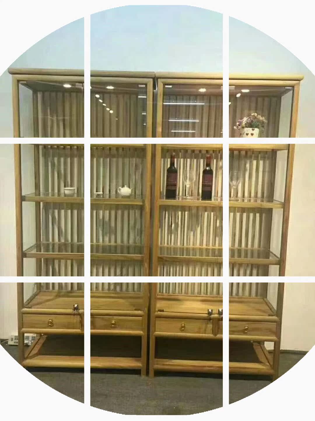 新中式老榆木玻璃展示柜珠宝柜展柜陈列柜货架产品展示架展示柜|ruв категории коммерческий/офисная мебель, полки/витрина, бутик - витрина/витрина - от Buy2taobao.com для оказания профессиональной услуги покупки агента Taobao