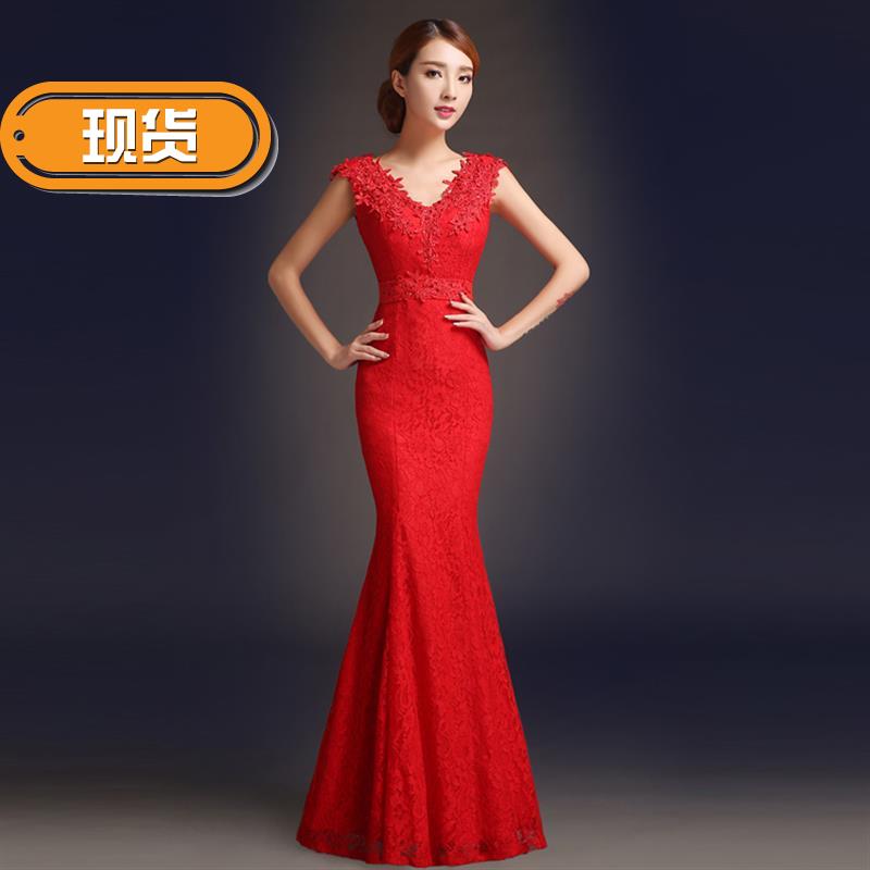 鱼尾敬酒服新娘红色2018新款时尚旗袍长款结婚晚礼服女主2持连衣|ruв категории Женская одежда, Cвадебные платья, платье/вечернее платье - от Buy2taobao.com для оказания профессиональной услуги покупки агента Taobao