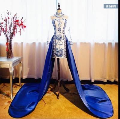 青花瓷演出服装复古中国风主持人舞台模特走秀夸张演出服修身礼服在类目 女装/女士精品, 婚纱/旗袍/礼服, 礼服/晚装中 - 来自Buy2taobao.com提供专业的淘宝代购服务