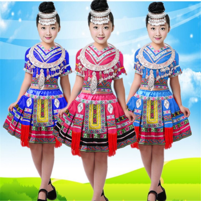 新款儿童苗族表演服服装女童高山族民族舞蹈舞台演出服土家族服饰|ruв категории Ручная работа, национальных меньшинств, в особенности ремесла, национальность гаошань - от Buy2taobao.com для оказания профессиональной услуги покупки агента Taobao