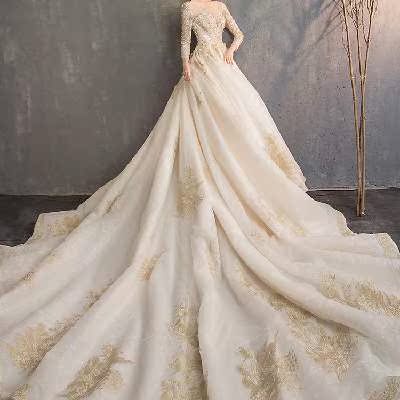 婚纱女2018新款新娘礼服长袖拖尾冬季主婚纱星空赫本重工蓬蓬法式|ruв категории Женская одежда, Cвадебные платья, свадебное платье - от Buy2taobao.com для оказания профессиональной услуги покупки агента Taobao