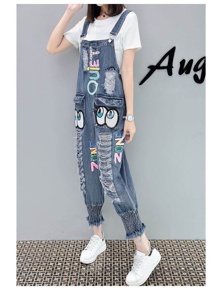 2018 spring and autumn 2018 spring and autumn Cartoon new pattern rompers junior middle school high school student new pattern girl Easy holein the Women's clothing/Boutique , Jeans category - from Buy2taobao.com to provide professional Taobao agent buy service