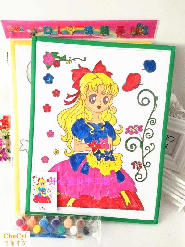 趣多紛兒童DIY33*43塗鴉畫+12色丙烯顏料廣場夜市填色在類目 玩具/童車/益智/積木/模型, 手工製作/創意DIY, 沙畫/膠畫/其他畫中 - 來自Buy2taobao.com提供專業的淘寶代購服務