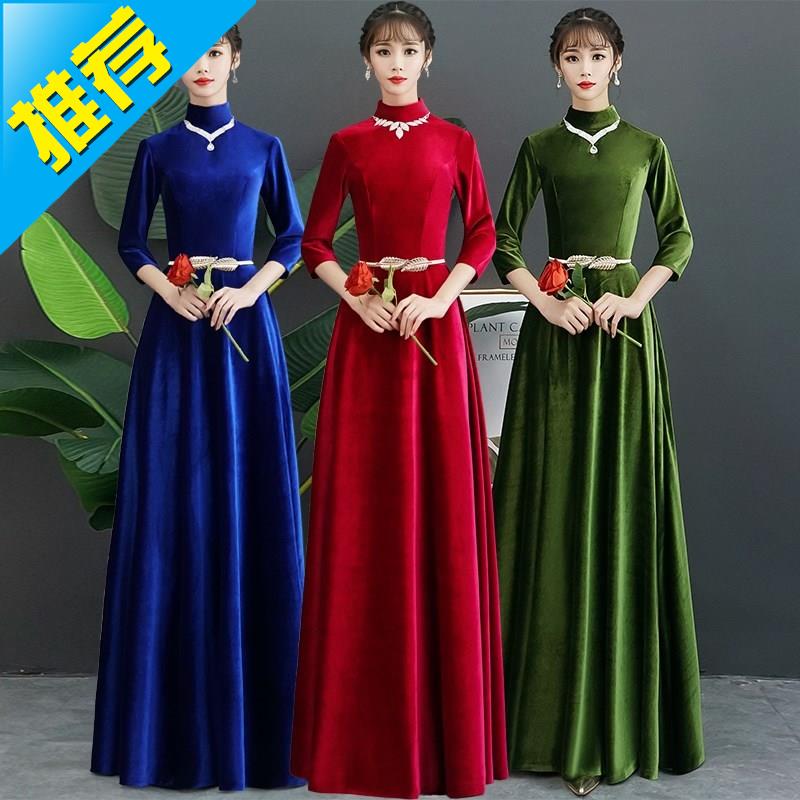合唱礼服服女新款礼服长款显瘦主持人码显瘦演出裙长G款胖子中国|ruв категории Женская одежда, Cвадебные платья, платье/вечернее платье - от Buy2taobao.com для оказания профессиональной услуги покупки агента Taobao