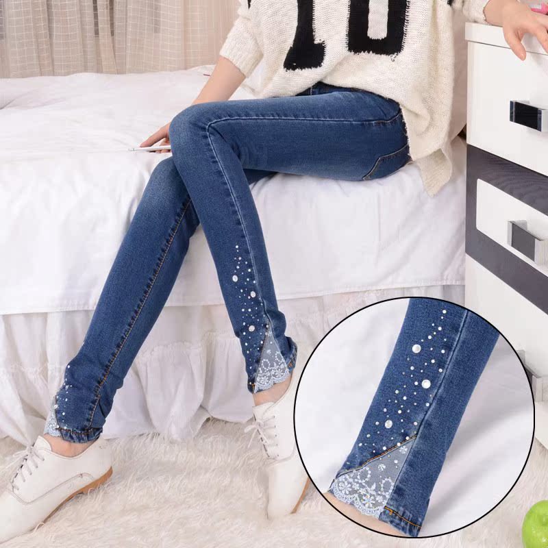 Lace jeans are fashionable and versatile with the Korean在类目 女装/女士精品, 牛仔裤中 - 来自Buy2taobao.com提供专业的淘宝代购服务