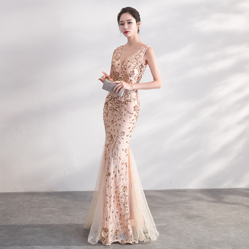 sexy fish tail banquet Evening dress 2019 new pattern have more cash than can be accounted for Self cultivation Show thin princess Self cultivation Long dress Gold dressin the Women's clothing/Boutique , Wedding/Cheongsam/Formal dress , Wedding category - from Buy2taobao.com to provide professional Taobao agent buy service