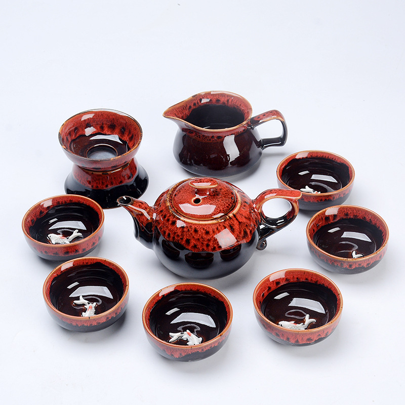 10头窑变茶具加鱼茶杯茶壶礼品礼盒装定制|ruв категории посуда, чайный сервиз, набор чайный сервиз - от Buy2taobao.com для оказания профессиональной услуги покупки агента Taobao