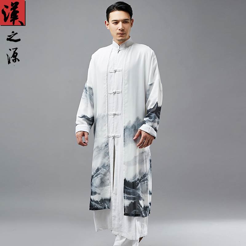 中国风假两件长衫古风长袍汉服盘扣立领男装棉麻中式禅意唐装仙气在类目 男装, 民族服装中 - 来自Buy2taobao.com提供专业的淘宝代购服务