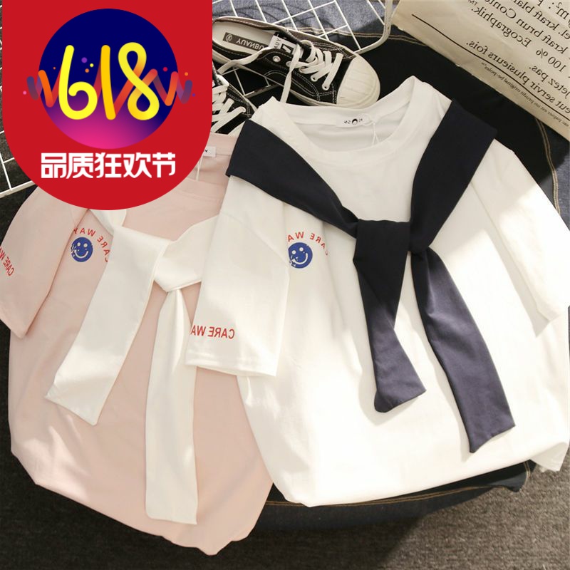 夏季韓版寬松小清新日系BF原宿系帶海軍風學院短袖T恤女學生 上衣在類目 戶外/登山/野營/旅行用品, 戶外服裝, 抓絨衣褲, 抓絨衣褲套裝中 - 來自Buy2taobao.com提供專業的淘寶代購服務