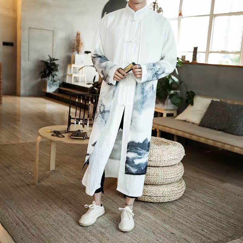 唐装外套中式汉服中国风古装改良披风演出服男装居士禅修长袍长衫|ruв категории Мужская одежда, национальная одежда - от Buy2taobao.com для оказания профессиональной услуги покупки агента Taobao