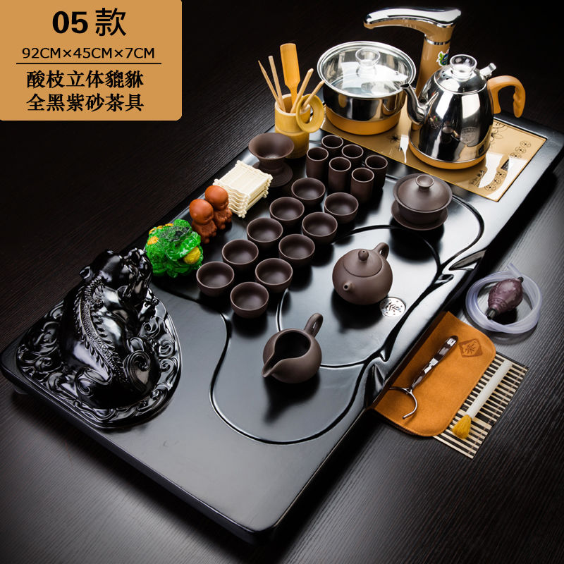 盤茶台道簡約陶瓷紫砂功夫茶具套裝家用整套 全自動電熱磁爐實木在類目 餐飲具, 茶具, 功夫茶具中 - 來自Buy2taobao.com提供專業的淘寶代購服務