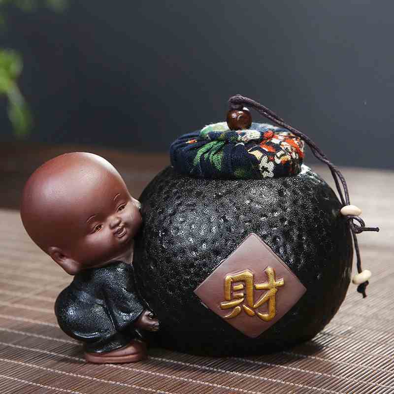 新款陶瓷茶叶罐紫砂小和尚粗陶密封罐红茶普洱茶小号储存罐家用|msdalam kategori pinggan mangkuk, set teh, caddy teh - dari Buy2taobao.com untuk memberikan perkhidmatan ejen Taobao profesional membeli