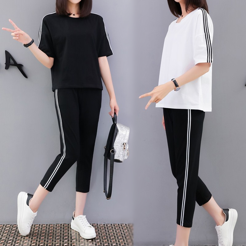 运动套装女夏2019新款潮韩版五分袖无帽卫衣女九分裤运动服两件套在类目 女装/女士精品, 套装/学生校服/工作制服, 休闲运动套装中 - 来自Buy2taobao.com提供专业的淘宝代购服务