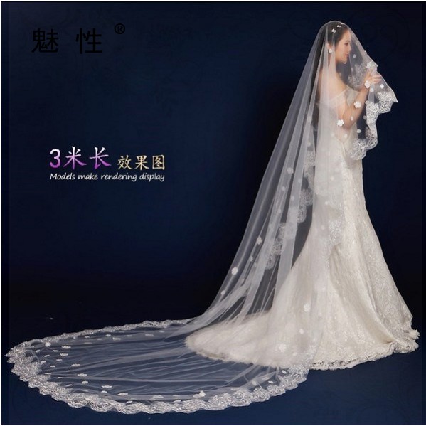 Mid length version bride Super long Headdress Tailing girl light design Tailing Dream Sen family theme Modificationin the Accessories/Leather belt/Hat/Muffler , Wedding dress accessories , Veil category - from Buy2taobao.com to provide professional Taobao agent buy service