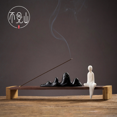 禅意线香炉居家书房羊脂玉瓷卧香炉茶道书架摆件香熏炉陶瓷檀香插